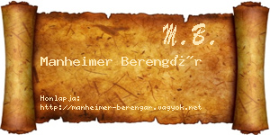 Manheimer Berengár névjegykártya